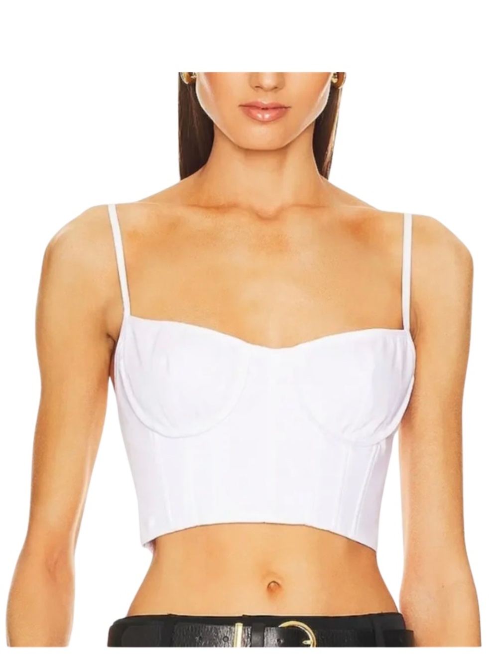 Helsa Stretch‎ Cotton Sateen Bustier White Corset Top